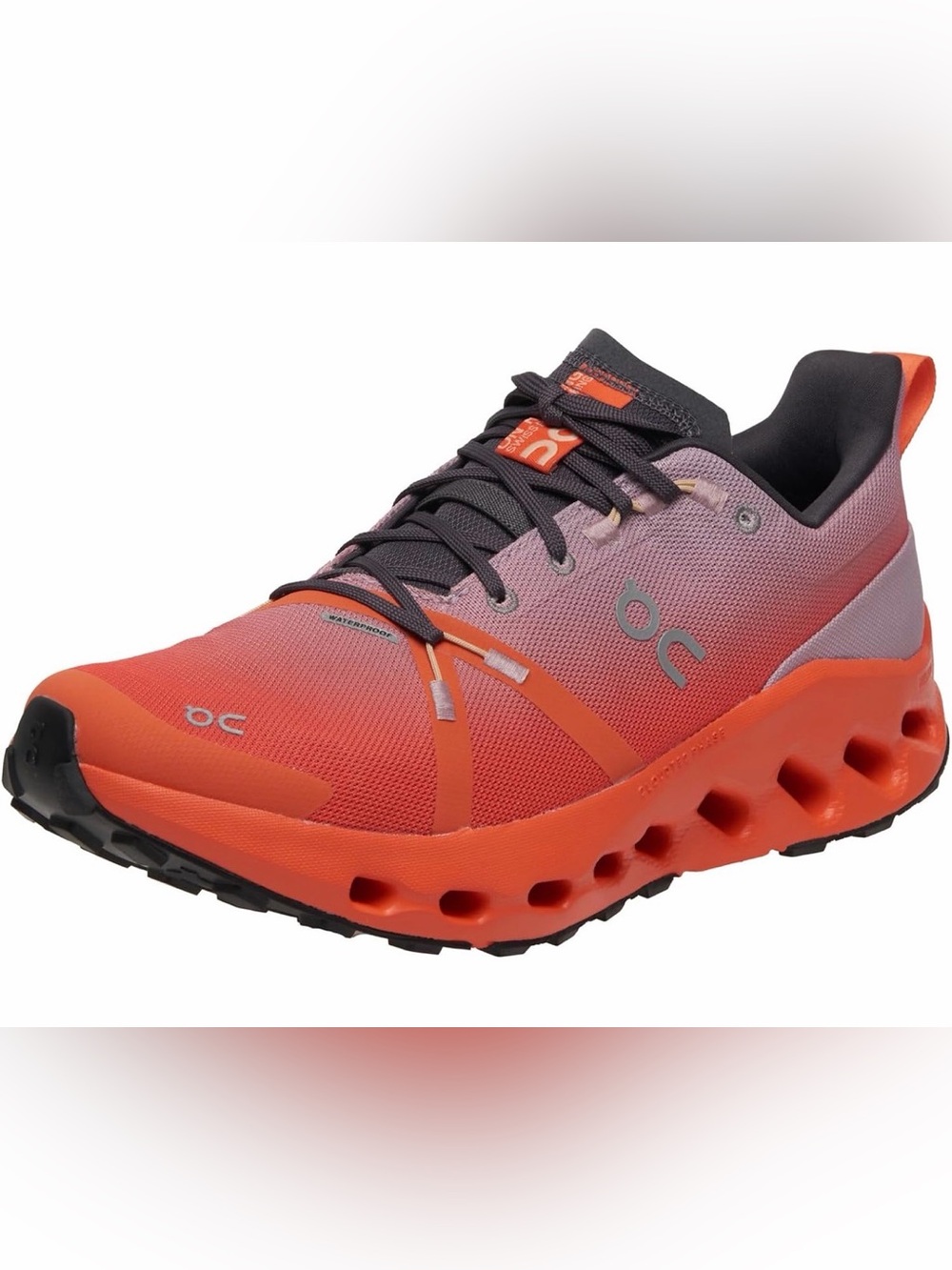 On Clouds Women’s Cloudsurfer Waterproof Trail Runner in Mauve/ Flame Size 7 NIB